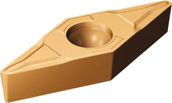 Sandvik Coromant - VBMT220 MF Grade 1125 Carbide Turning Insert - TiAlN/AlCr2O3 Finish, 35° Diamond, 1/4" Inscr Circle, 1/8" Thick, 0.2mm Corner Radius - Apex Tool & Supply