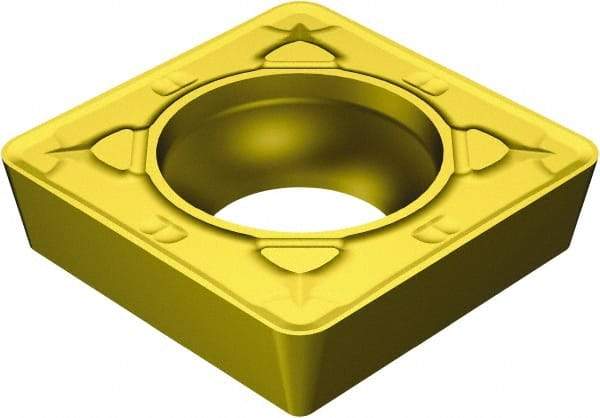 Sandvik Coromant - SCMT432 MR Grade 2025 Carbide Turning Insert - TiCN/Al2O3/TiN Finish, 90° Square, 1/2" Inscr Circle, 3/16" Thick, 1/32" Corner Radius - Apex Tool & Supply