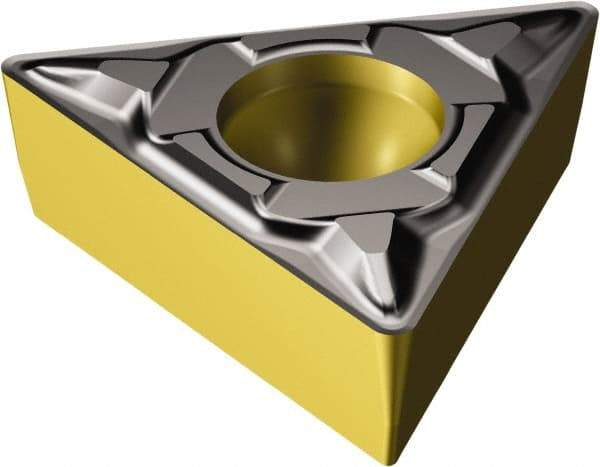 Sandvik Coromant - TCMT1.21.20 KF Grade 3225 Carbide Turning Insert - TiCN/AI2O3/TiN Finish, 60° Triangle, 5/32" Inscr Circle, 5/64" Thick, 0.2mm Corner Radius - Apex Tool & Supply