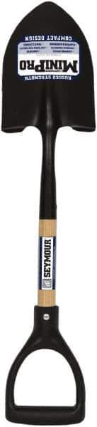 SEYMOUR-MIDWEST - 8" High x 6" Wide Round Steel Shovel - 27" Long Wood D-Grip Handle, Front Turned - Apex Tool & Supply