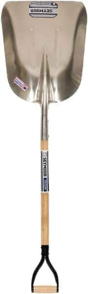 SEYMOUR-MIDWEST - 20" High x 15-1/8" Wide Square Aluminum Scoop - 36" Long Wood D-Grip Handle, No Step - Apex Tool & Supply