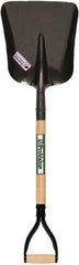 SEYMOUR-MIDWEST - 14" High x 11-1/4" Wide Square Steel Scoop - 26" Long Wood D-Grip Handle, No Step - Apex Tool & Supply