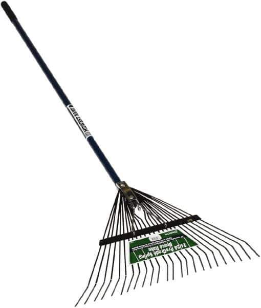 SEYMOUR-MIDWEST - Spring Brace Rake with 54" Straight Aluminum Handle - 1/2" Blade Width, 24 Tines, 13" Tine Length - Apex Tool & Supply