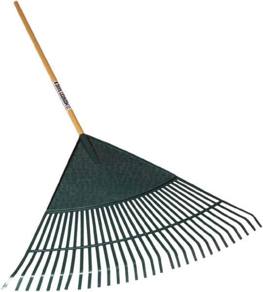SEYMOUR-MIDWEST - Leaf Rake with 48" Straight Wood Handle - 1/2" Blade Width, 30 Tines, 21" Tine Length - Apex Tool & Supply