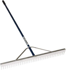SEYMOUR-MIDWEST - Landscape Rake with 66" Straight Aluminum Handle - 1/2" Blade Width, 24 Tines, 2-1/2" Tine Length - Apex Tool & Supply