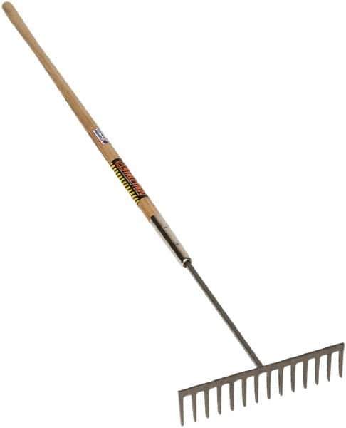 SEYMOUR-MIDWEST - Asphalt Rake with 60" Straight Wood Handle - 1/2" Blade Width, 14 Tines, 3-1/2" Tine Length - Apex Tool & Supply