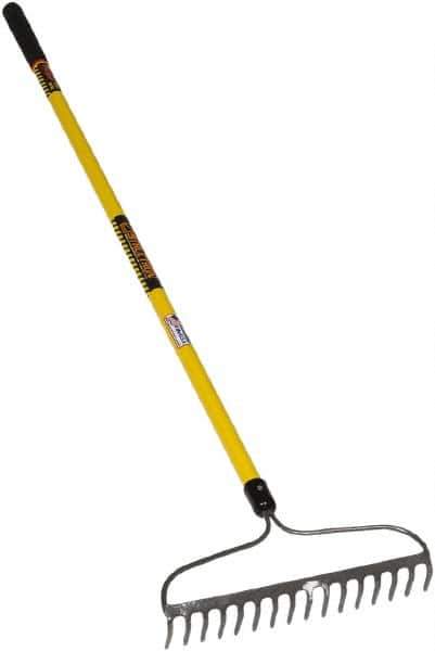 SEYMOUR-MIDWEST - Bow Rake with 60" Straight Fiberglass Handle - 1/2" Blade Width, 16 Tines, 3" Tine Length - Apex Tool & Supply