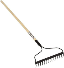 SEYMOUR-MIDWEST - Bow Rake with 48" Straight Wood Handle - 1/2" Blade Width, 14 Tines, 3-1/2" Tine Length - Apex Tool & Supply