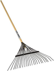SEYMOUR-MIDWEST - Leaf Rake with 54" Straight Wood Handle - 1/2" Blade Width, 24 Tines, 10" Tine Length - Apex Tool & Supply
