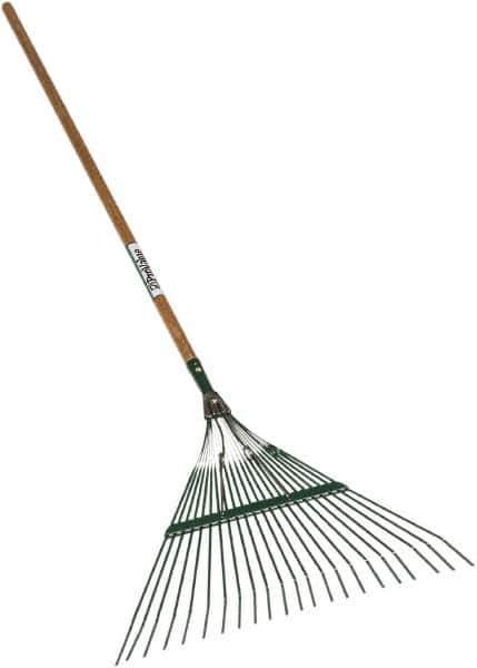 SEYMOUR-MIDWEST - Leaf Rake with 48" Straight Wood Handle - 1/2" Blade Width, 22 Tines, 16" Tine Length - Apex Tool & Supply