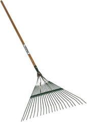 SEYMOUR-MIDWEST - Leaf Rake with 48" Straight Wood Handle - 1/2" Blade Width, 22 Tines, 16" Tine Length - Apex Tool & Supply