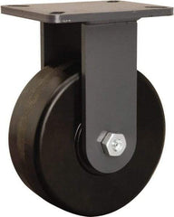 Hamilton - 8" Diam x 3" Wide x 10-1/2" OAH Top Plate Mount Rigid Caster - Phenolic, 3,000 Lb Capacity, Tapered Roller Bearing, 5-1/4 x 7-1/4" Plate - Apex Tool & Supply