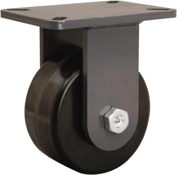Hamilton - 6" Diam x 3" Wide x 8" OAH Top Plate Mount Rigid Caster - Phenolic, 2,000 Lb Capacity, Straight Roller Bearing, 5-1/4 x 7-1/4" Plate - Apex Tool & Supply