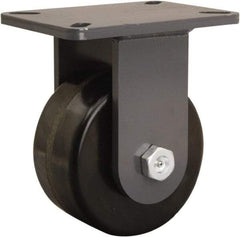 Hamilton - 6" Diam x 3" Wide x 8" OAH Top Plate Mount Rigid Caster - Phenolic, 2,000 Lb Capacity, Tapered Roller Bearing, 5-1/4 x 7-1/4" Plate - Apex Tool & Supply