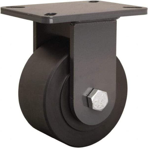 Hamilton - 6" Diam x 3" Wide x 8" OAH Top Plate Mount Rigid Caster - Nylon, 5,400 Lb Capacity, Precision Ball Bearing, 5-1/4 x 7-1/4" Plate - Apex Tool & Supply