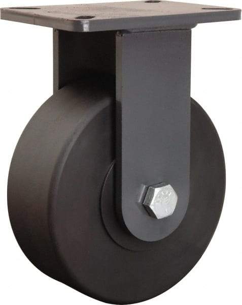 Hamilton - 8" Diam x 3" Wide x 10-1/2" OAH Top Plate Mount Rigid Caster - Nylon, 6,000 Lb Capacity, Precision Ball Bearing, 5-1/4 x 7-1/4" Plate - Apex Tool & Supply
