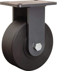 Hamilton - 8" Diam x 3" Wide x 10-1/2" OAH Top Plate Mount Rigid Caster - Nylon, 6,000 Lb Capacity, Precision Ball Bearing, 5-1/4 x 7-1/4" Plate - Apex Tool & Supply