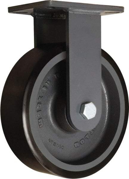 Hamilton - 10" Diam x 3" Wide x 12-1/2" OAH Top Plate Mount Rigid Caster - Polyurethane Mold onto Cast Iron Center, 3,900 Lb Capacity, Sealed Precision Ball Bearing, 5-1/4 x 7-1/4" Plate - Apex Tool & Supply