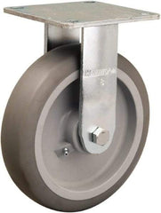 Hamilton - 8" Diam x 2" Wide x 9-1/2" OAH Top Plate Mount Rigid Caster - Rubber Mold on Polyolefin, 500 Lb Capacity, Straight Roller Bearing, 5 x 5-1/2" Plate - Apex Tool & Supply