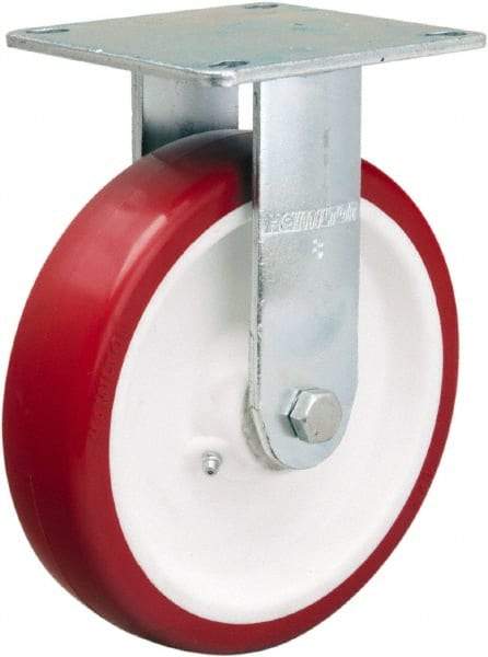 Hamilton - 8" Diam x 2" Wide x 9-1/2" OAH Top Plate Mount Rigid Caster - Polyurethane Mold on Polypropylene, 900 Lb Capacity, Straight Roller Bearing, 5 x 5-1/2" Plate - Apex Tool & Supply