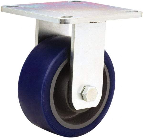 Hamilton - 5" Diam x 2" Wide x 6-1/2" OAH Top Plate Mount Rigid Caster - Polyurethane Mold onto Cast Iron Center, 840 Lb Capacity, Sealed Precision Ball Bearing, 5 x 5-1/2" Plate - Apex Tool & Supply