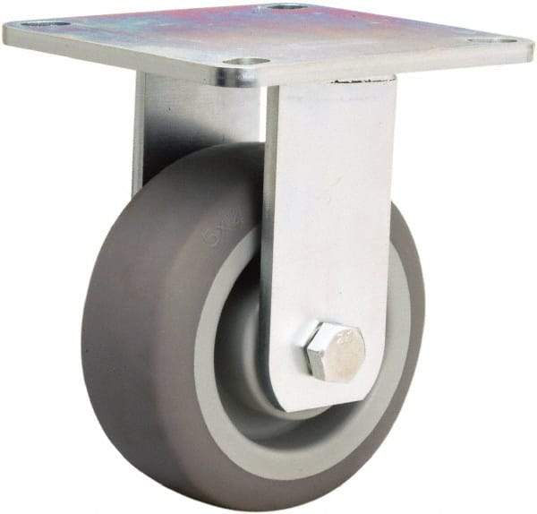 Hamilton - 5" Diam x 2" Wide x 6-1/2" OAH Top Plate Mount Rigid Caster - Rubber Mold on Polyolefin, 350 Lb Capacity, Straight Roller Bearing, 5 x 5-1/2" Plate - Apex Tool & Supply