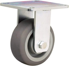 Hamilton - 5" Diam x 2" Wide x 6-1/2" OAH Top Plate Mount Rigid Caster - Rubber Mold on Polyolefin, 350 Lb Capacity, Straight Roller Bearing, 5 x 5-1/2" Plate - Apex Tool & Supply