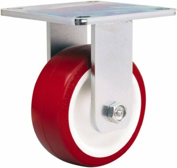 Hamilton - 5" Diam x 2" Wide x 6-1/2" OAH Top Plate Mount Rigid Caster - Polyurethane Mold on Polypropylene, 900 Lb Capacity, Straight Roller Bearing, 5 x 5-1/2" Plate - Apex Tool & Supply