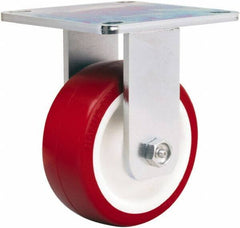 Hamilton - 5" Diam x 2" Wide x 6-1/2" OAH Top Plate Mount Rigid Caster - Polyurethane Mold on Polypropylene, 900 Lb Capacity, Straight Roller Bearing, 5 x 5-1/2" Plate - Apex Tool & Supply