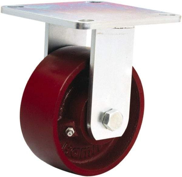 Hamilton - 5" Diam x 2" Wide x 6-1/2" OAH Top Plate Mount Rigid Caster - Cast Iron, 900 Lb Capacity, Sealed Precision Ball Bearing, 5 x 5-1/2" Plate - Apex Tool & Supply
