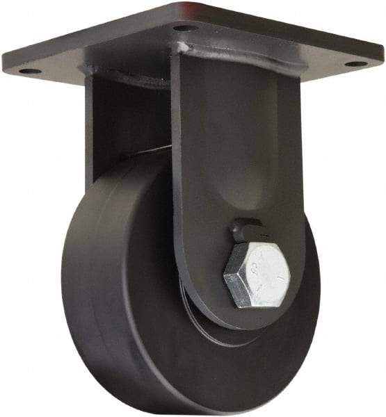 Hamilton - 8" Diam x 3" Wide x 11" OAH Top Plate Mount Rigid Caster - Nylon, 7,200 Lb Capacity, Precision Ball Bearing, 8-1/2 x 8-1/2" Plate - Apex Tool & Supply