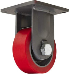 Hamilton - 8" Diam x 3" Wide x 11" OAH Top Plate Mount Rigid Caster - Polyurethane, 4,200 Lb Capacity, Tapered Roller Bearing, 8-1/2 x 8-1/2" Plate - Apex Tool & Supply