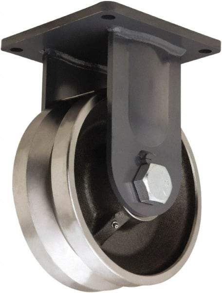 Hamilton - 10" Diam x 4" Wide, Forged Steel Rigid Caster - 16,000 Lb Capacity, Top Plate Mount, 8-1/2" x 8-1/2" Plate, Straight Roller Bearing - Apex Tool & Supply