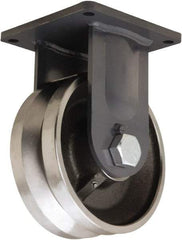 Hamilton - 10" Diam x 4" Wide, Forged Steel Rigid Caster - 16,000 Lb Capacity, Top Plate Mount, 8-1/2" x 8-1/2" Plate, Straight Roller Bearing - Apex Tool & Supply