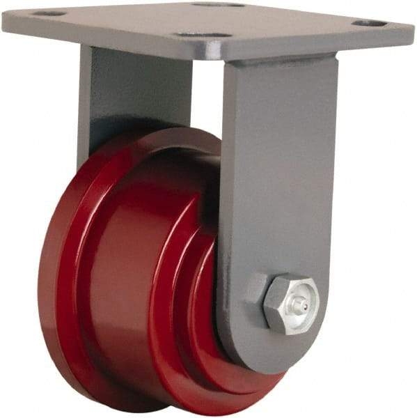Hamilton - 3-1/2" Diam x 5-3/8" OAH Top Plate Mount Rigid Track - Iron, 1,400 Lb Capacity, Straight Roller Bearing, 4-1/2 x 6-1/2" Plate - Apex Tool & Supply