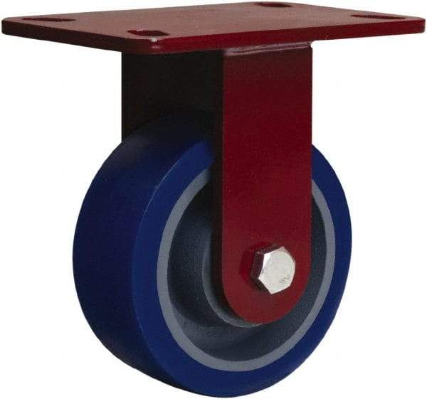 Hamilton - 5" Diam x 2" Wide x 6-3/4" OAH Top Plate Mount Rigid Caster - Polyurethane Mold onto Cast Iron Center, 840 Lb Capacity, Sealed Precision Ball Bearing, 4-1/2 x 6-1/2" Plate - Apex Tool & Supply