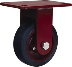 Hamilton - 5" Diam x 2" Wide x 6-3/4" OAH Top Plate Mount Rigid Caster - Rubber Mold on Cast Iron, 350 Lb Capacity, Straight Roller Bearing, 4-1/2 x 6-1/2" Plate - Apex Tool & Supply