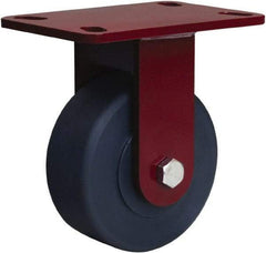Hamilton - 5" Diam x 2" Wide x 6-1/2" OAH Top Plate Mount Rigid Caster - Nylon, 2,000 Lb Capacity, Sealed Precision Ball Bearing, 4 x 5" Plate - Apex Tool & Supply
