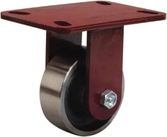 Hamilton - 4" Diam x 1-1/2" Wide x 5-5/8" OAH Top Plate Mount Rigid Caster - Forged Steel, 1,400 Lb Capacity, Straight Roller Bearing, 4-1/2 x 6-1/2" Plate - Apex Tool & Supply