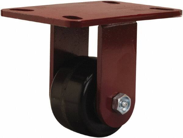 Hamilton - 3-1/4" Diam x 2" Wide x 5-1/4" OAH Top Plate Mount Rigid Caster - Phenolic, 700 Lb Capacity, Straight Roller Bearing, 4-1/2 x 6-1/2" Plate - Apex Tool & Supply