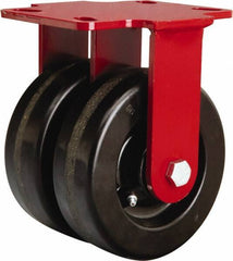 Hamilton - 6" Diam x 2" Wide x 7-3/4" OAH Top Plate Mount Rigid Caster - Phenolic, 2,400 Lb Capacity, Straight Roller Bearing, 4-1/2 x 6-1/2" Plate - Apex Tool & Supply