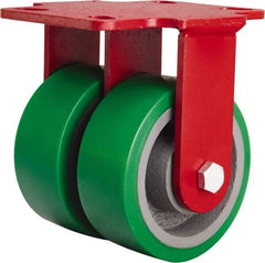 Hamilton - 5" Diam x 2" Wide x 6-3/4" OAH Top Plate Mount Rigid Caster - Polyurethane Mold onto Cast Iron Center, 2,100 Lb Capacity, Sealed Precision Ball Bearing, 4-1/2 x 6-1/2" Plate - Apex Tool & Supply