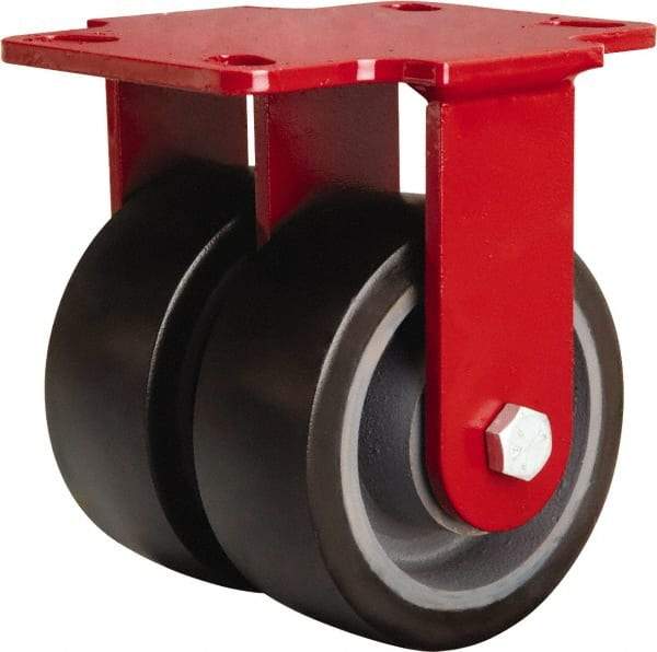 Hamilton - 5" Diam x 2" Wide x 6-3/4" OAH Top Plate Mount Rigid Caster - Polyurethane Mold onto Cast Iron Center, 2,720 Lb Capacity, Sealed Precision Ball Bearing, 4-1/2 x 6-1/2" Plate - Apex Tool & Supply