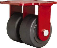 Hamilton - 4" Diam x 2" Wide x 5-5/8" OAH Top Plate Mount Dual Rigid Caster - Nylon, 2,500 Lb Capacity, Sealed Precision Ball Bearing, 4-1/2 x 6-1/2" Plate - Apex Tool & Supply