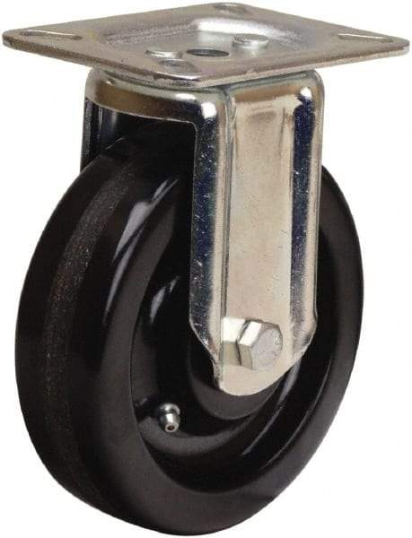 Hamilton - 5" Diam x 1-1/2" Wide x 6-1/16" OAH Top Plate Mount Rigid Caster - Phenolic, 400 Lb Capacity, Straight Roller Bearing, 3-1/8 x 4-1/8" Plate - Apex Tool & Supply