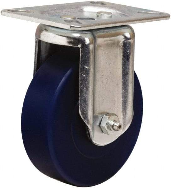 Hamilton - 4" Diam x 1-1/4" Wide x 5-1/16" OAH Top Plate Mount Rigid Caster - Polyurethane, 400 Lb Capacity, Straight Roller Bearing, 3-1/8 x 4-1/8" Plate - Apex Tool & Supply