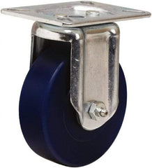 Hamilton - 4" Diam x 1-1/4" Wide x 5-1/16" OAH Top Plate Mount Rigid Caster - Polyurethane, 400 Lb Capacity, Straight Roller Bearing, 3-1/8 x 4-1/8" Plate - Apex Tool & Supply