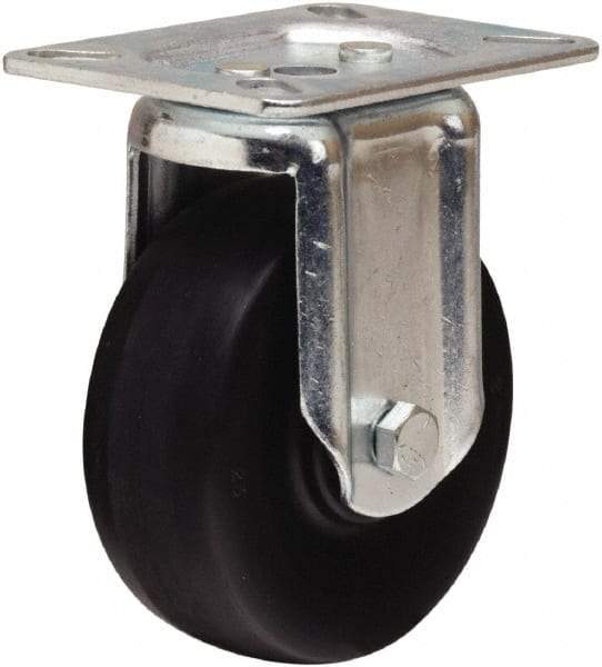 Hamilton - 4" Diam x 1-1/2" Wide x 5-1/16" OAH Top Plate Mount Rigid Caster - Hard Rubber, 300 Lb Capacity, Self-Lubricating Bearing, 3-1/8 x 4-1/8" Plate - Apex Tool & Supply