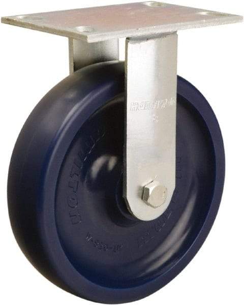 Hamilton - 8" Diam x 2" Wide x 9-1/2" OAH Top Plate Mount Rigid Caster - Polyurethane, 900 Lb Capacity, Sealed Precision Ball Bearing, 4-1/2 x 6-1/4" Plate - Apex Tool & Supply