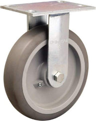 Hamilton - 8" Diam x 2" Wide x 9-1/2" OAH Top Plate Mount Rigid Caster - Rubber Mold on Polyolefin, 500 Lb Capacity, Straight Roller Bearing, 4-1/2 x 6-1/4" Plate - Apex Tool & Supply